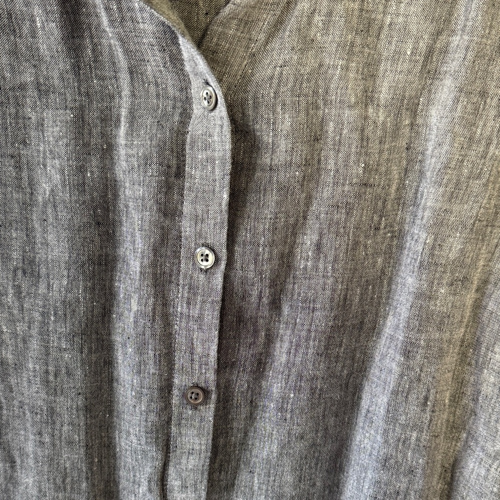 J. Jill Love Linen Slate Gray Linen Button-Down Shirt - Picture 3 of 5